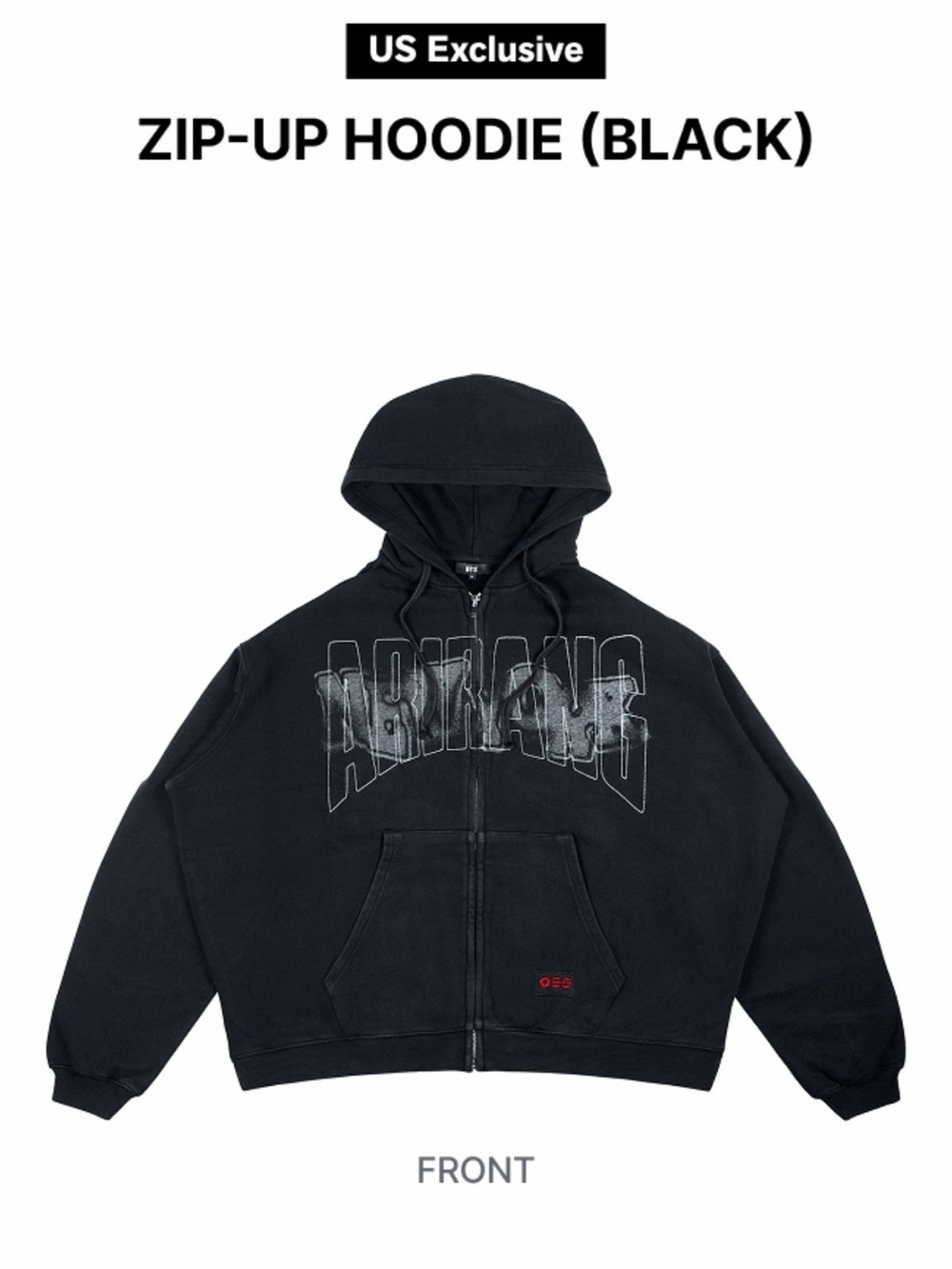 ON HAND BTS ARIRANG NEW YORK POP UP EXCLUSIVE Black Full Zip Hooded Hoodie L